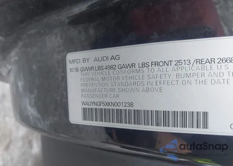 2019 Audi A5 45 Premium z USA, uszkodzony, nr VIN WAUYNGF5XKN001238